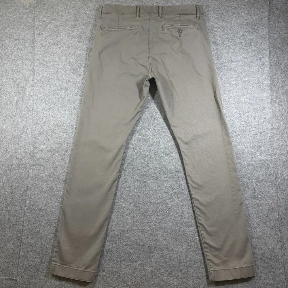 J. Crew Chino Pants Mens 31x32 Khaki Slim Fit Flat Front Cuffed Preppy Casual